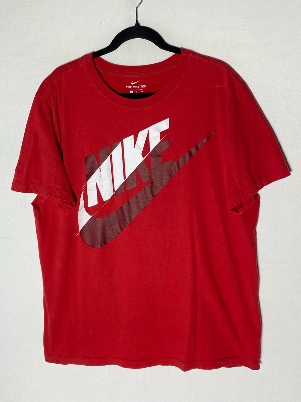 5/$25 Nike The Nike Tee Red Split Block Swoosh Graphic Tee T Shirt XL